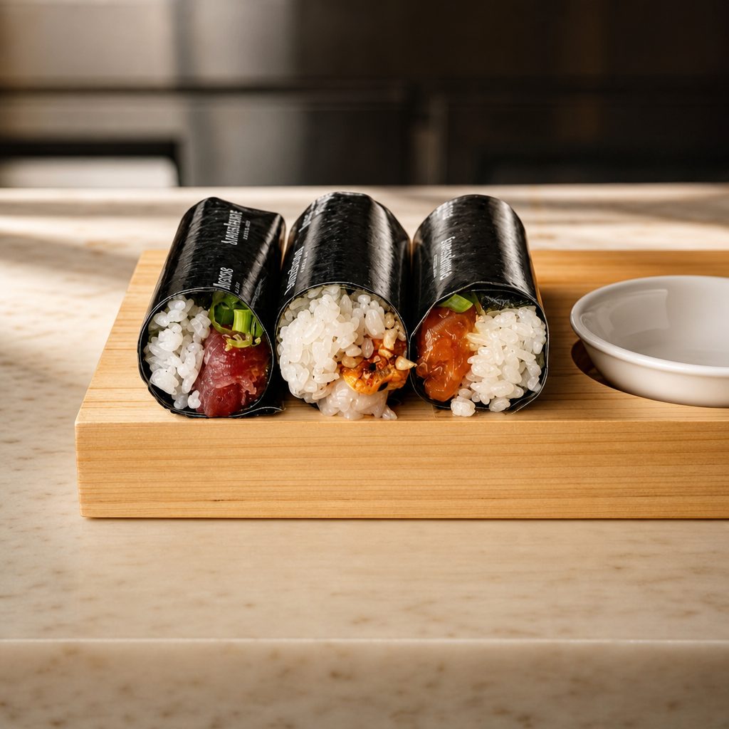 Salmon Handroll.