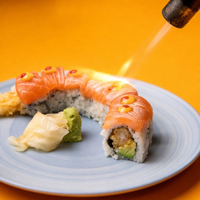Seared Salmon Tempted Tempura.