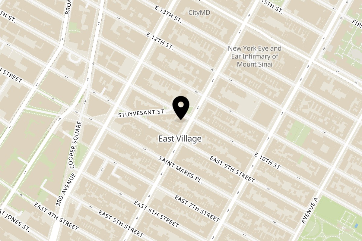 Map showing the location of Temakase Hand Roll Bar 2nd Ave on 157 2nd Ave in New York